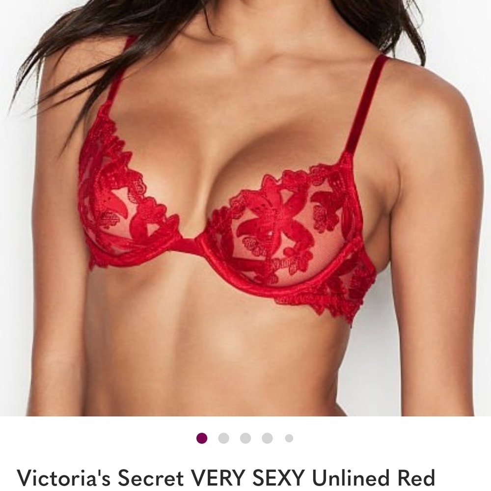 Victoria's Secret Very Sexy Red Lace Unlined Bra 34D